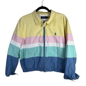 Polo Ralph Lauren Pastel Color Block Poplin Cotton Windbreaker Jacket Large